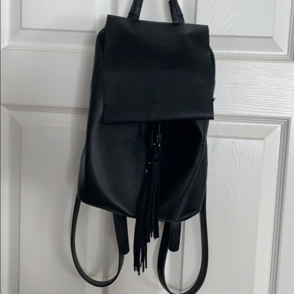 French connection black leather backpack
